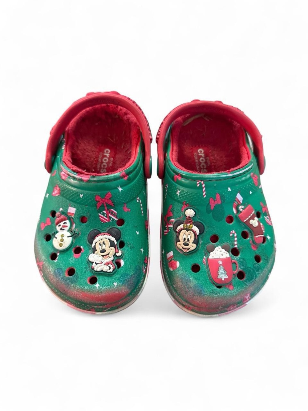 Crocs Kids Disney Mickey & Minnie Mouse Christmas Holiday Classic Lined Clogs C7